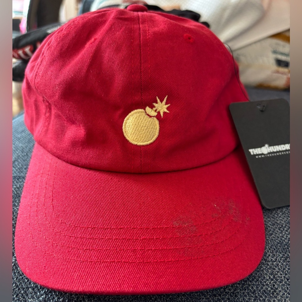 The Hundreds Solid Adam Bomb in Gold on Red Baseball Hat BNWT